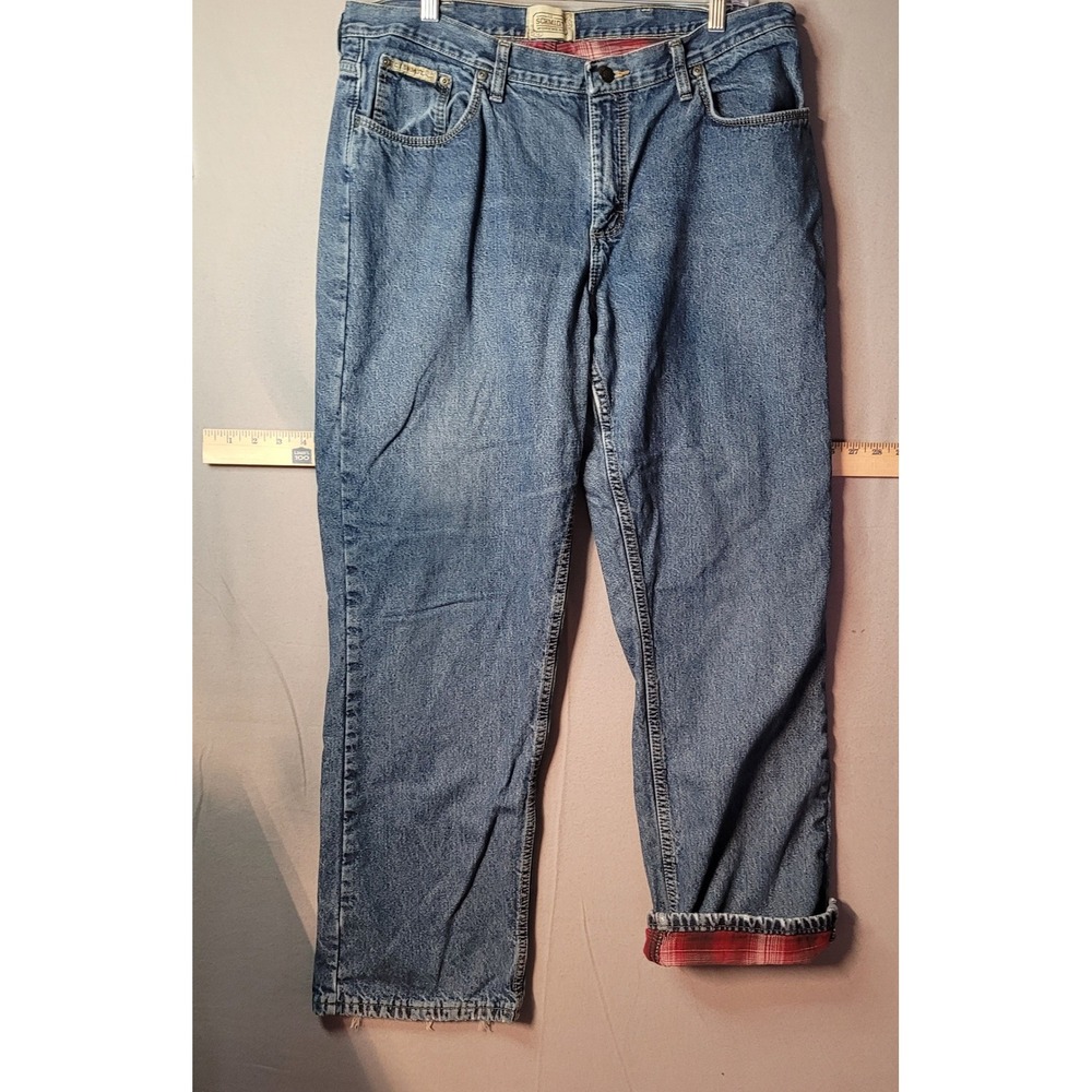 C.E. Schmidt Workwear Flannel Lined Jeans Mens 16x32‎ Blue Denim WTCF20R Plaid